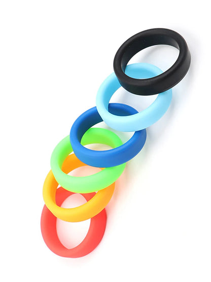 6 Color Penis Ring Delay Ejaculation Silicone Reusable Semen Cock Rings on for Men Enlargement Sex Toys For Men Couple Rings