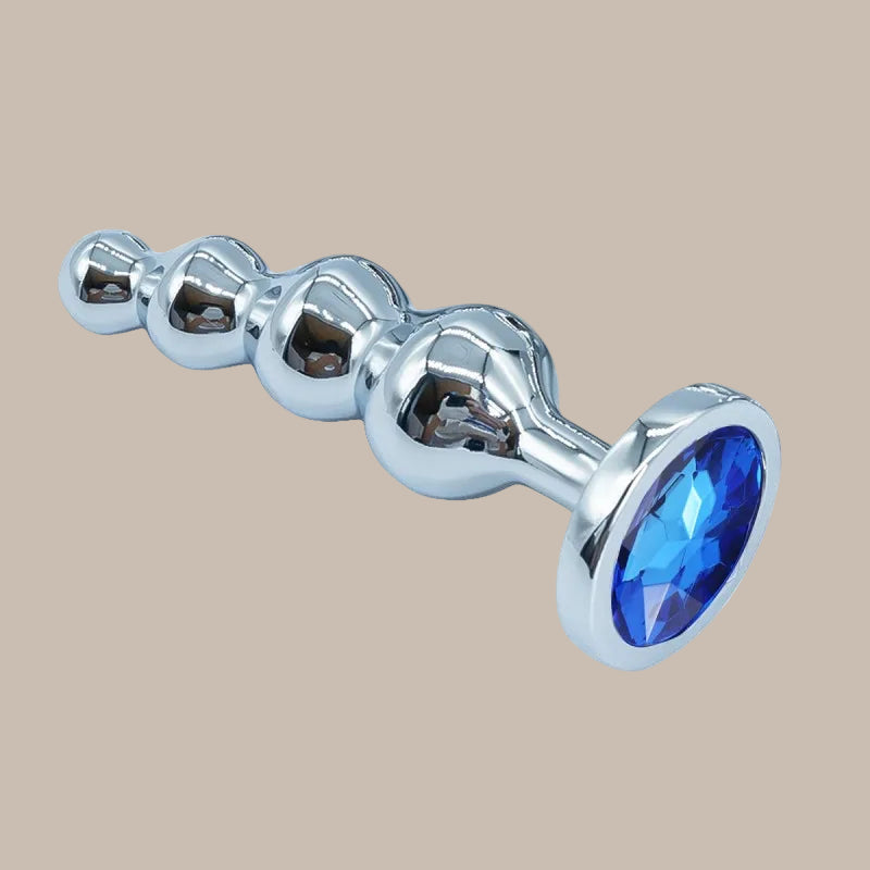 Premium Metal Anal Beads Pink Crysta