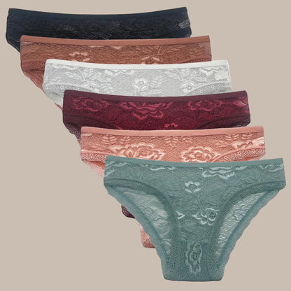 5 PCS/Set Mesh Briefs Big Size M-XL Lace Hollow Out Panties Sexy Transparent Underwear Low Rise Panties Girls Intimates Lingerie