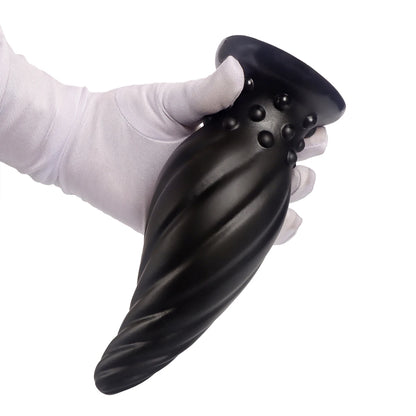 Spiral-Tip Silicone Anal Plug — Textured 5 Sizes S to XL