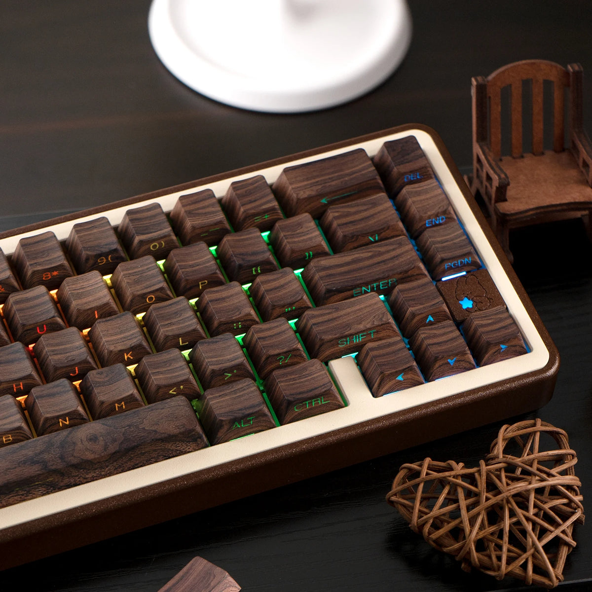 Stylish Wood Grain Mechanical Keycaps