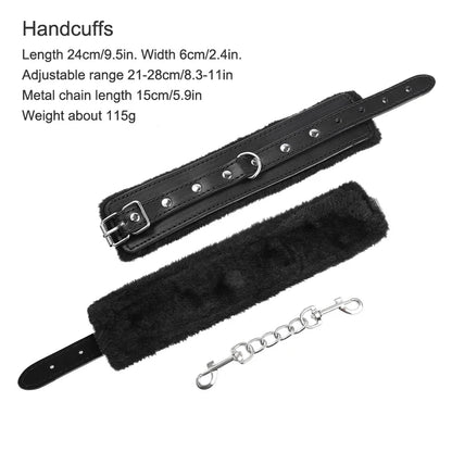 Plush-Lined Leather Wrist & Ankle Cuffs