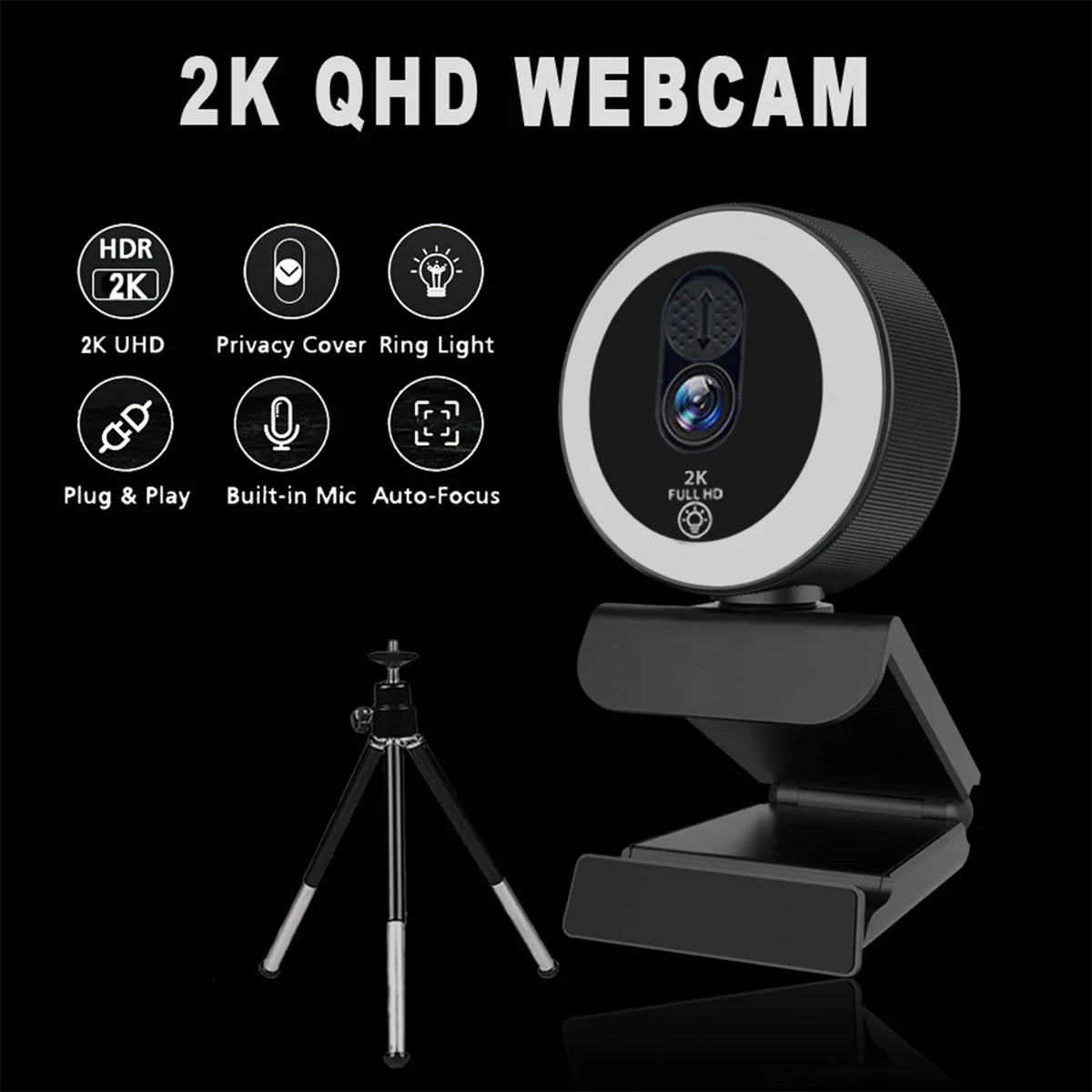 4K Streaming Ring Light Webcam