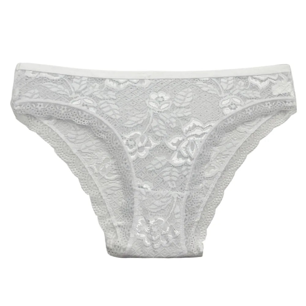 5 PCS/Set Mesh Briefs Big Size M-XL Lace Hollow Out Panties Sexy Transparent Underwear Low Rise Panties Girls Intimates Lingerie