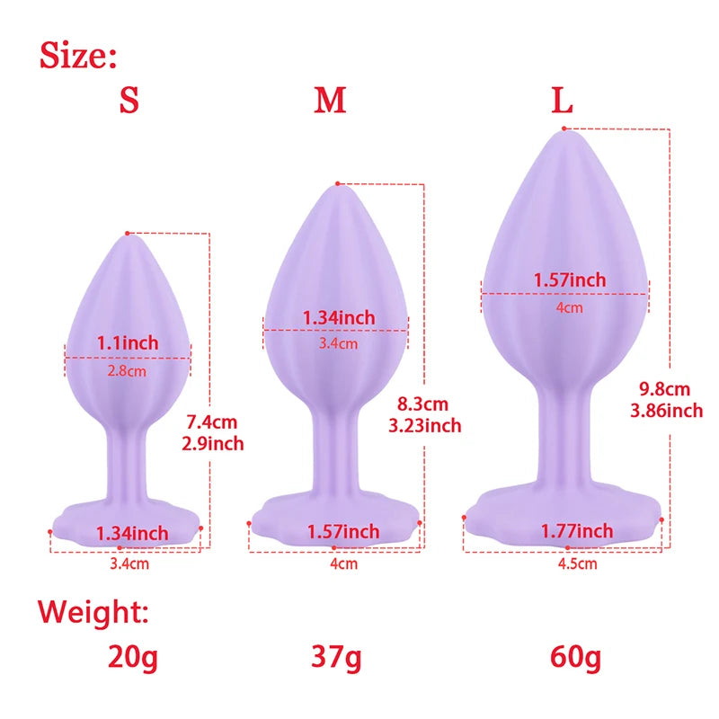 Silicone Anal Plug Plum Blossom Shaped Butt Plug Crystal Base Sex Toys For Woman Men Adult Games Anal Toys Unisex Adult Toys