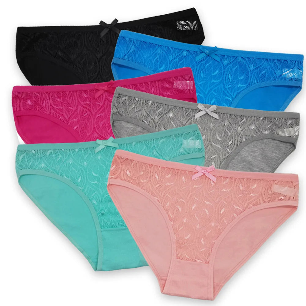 5 PCS/Set Hot Sale Sexy Lace Underwear Soft Underpants Ladies Panty Comfortable Women Cotton Panties 89319