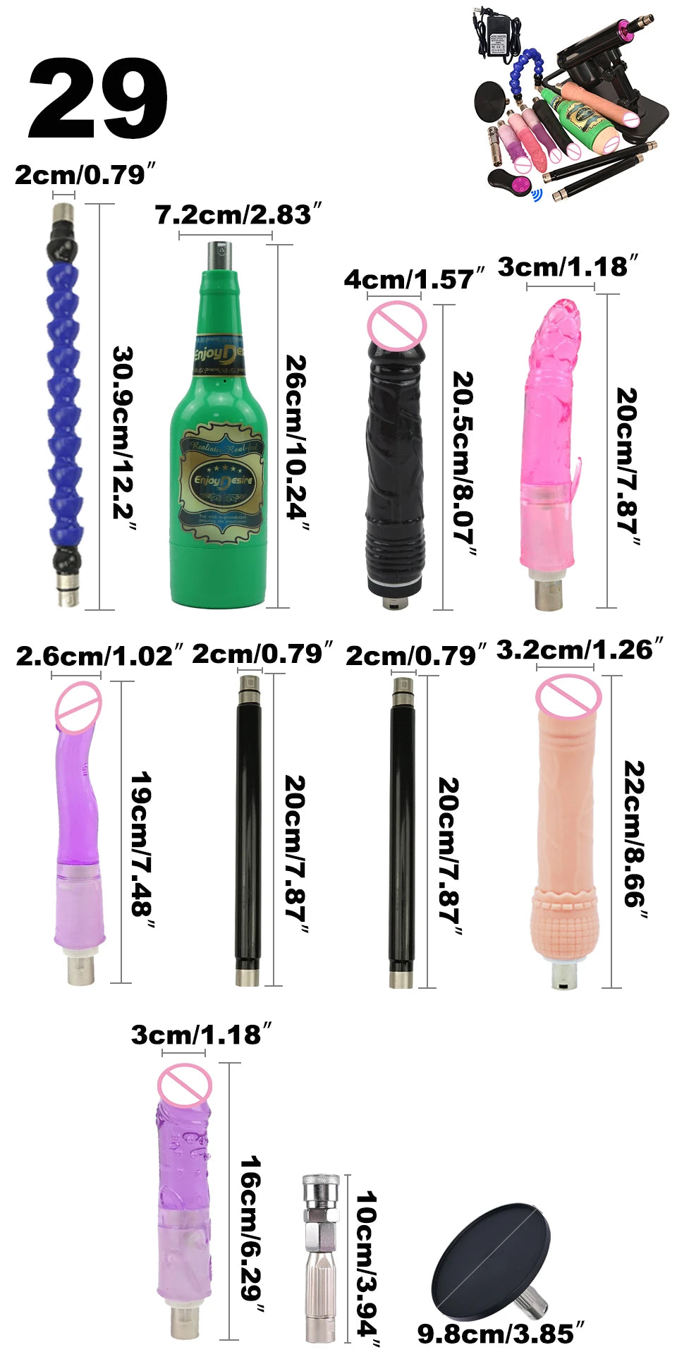 Wireless Remote Control Sex Machine Set