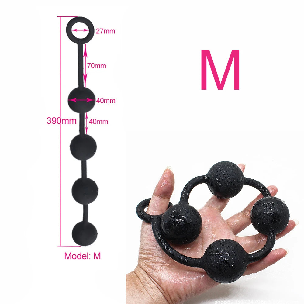 Huge 9 Ball Anal Plug Tail Sex Toys For Men Women Anal Dilator Soft Butt Plug with Tail Anal Beads Sex Party Erotic Toy Butplug