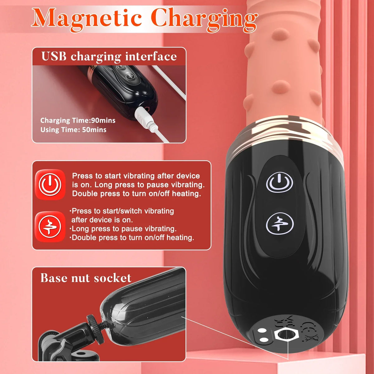 Telescopic Heating Dildo Vibrator Machine
