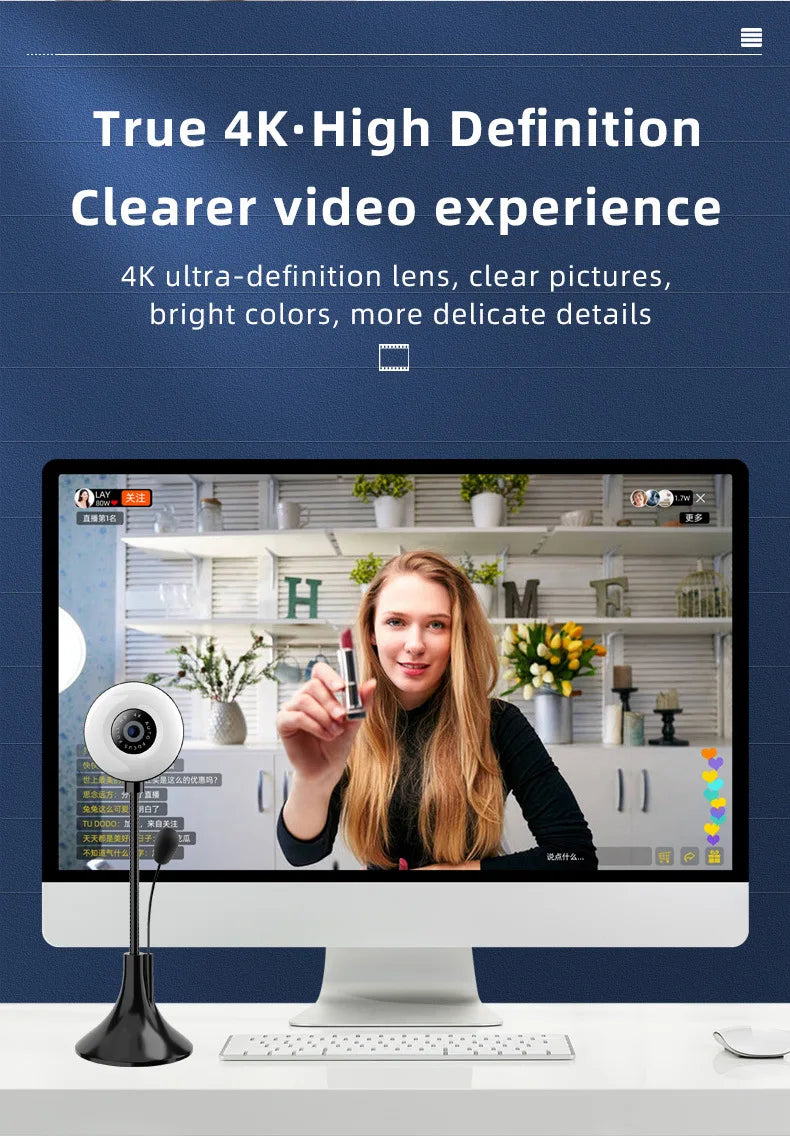 3-in-1 4K Webcam with Mic