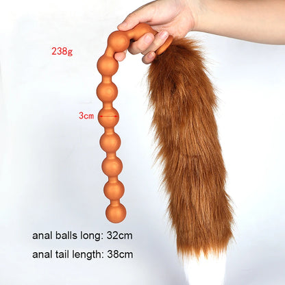 Huge 9 Ball Anal Plug Tail Sex Toys For Men Women Anal Dilator Soft Butt Plug with Tail Anal Beads Sex Party Erotic Toy Butplug