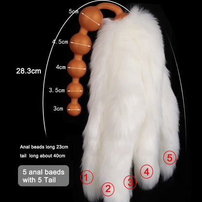 Huge 9 Ball Anal Plug Tail Sex Toys For Men Women Anal Dilator Soft Butt Plug with Tail Anal Beads Sex Party Erotic Toy Butplug