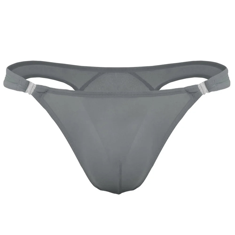 8PCS/Set Openable Buckle Underwear Man Ice Silk Thong Sexy U Convex Pouch Nylon G-string Low Waist Male Underpants Plus Size