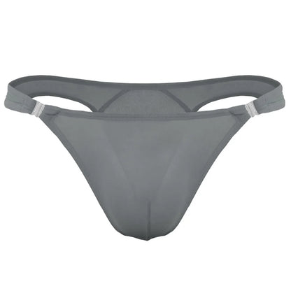 8PCS/Set Openable Buckle Underwear Man Ice Silk Thong Sexy U Convex Pouch Nylon G-string Low Waist Male Underpants Plus Size