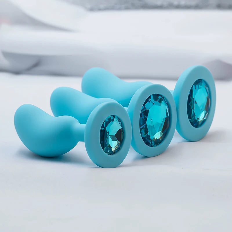 Silicone Anal Plug Anal Dildos Small Pea Shaped Butt Plug Crystal Base Sex Stopper Adult Toys Anal Toys Sex Toys For Woman