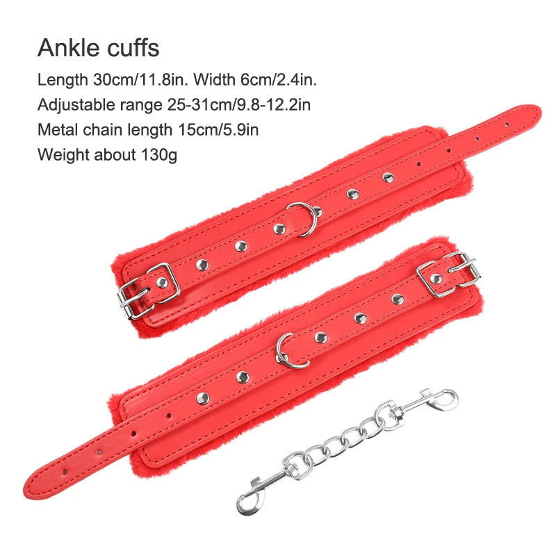 Plush-Lined Leather Wrist & Ankle Cuffs