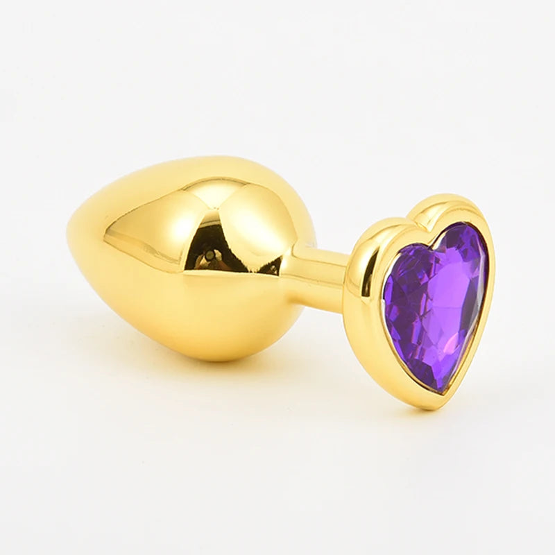 Golden Stainless Steel Anal Plug Crystal Anal Toys Female Adult Sex Products Men's Butt Plug Anal Trainer for Couples 3 Sizes