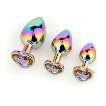Cute Rainbow Heart-Shaped Metal Crystal Plug