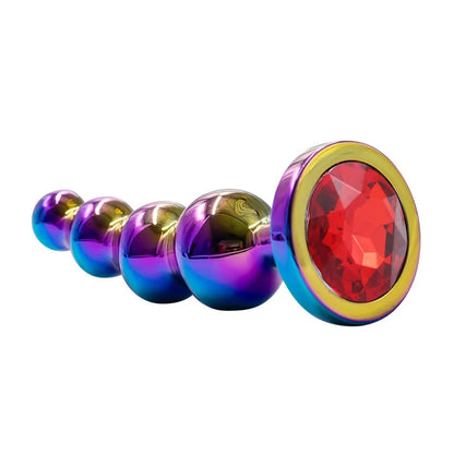 Premium Metal Anal Beads Pink Crysta