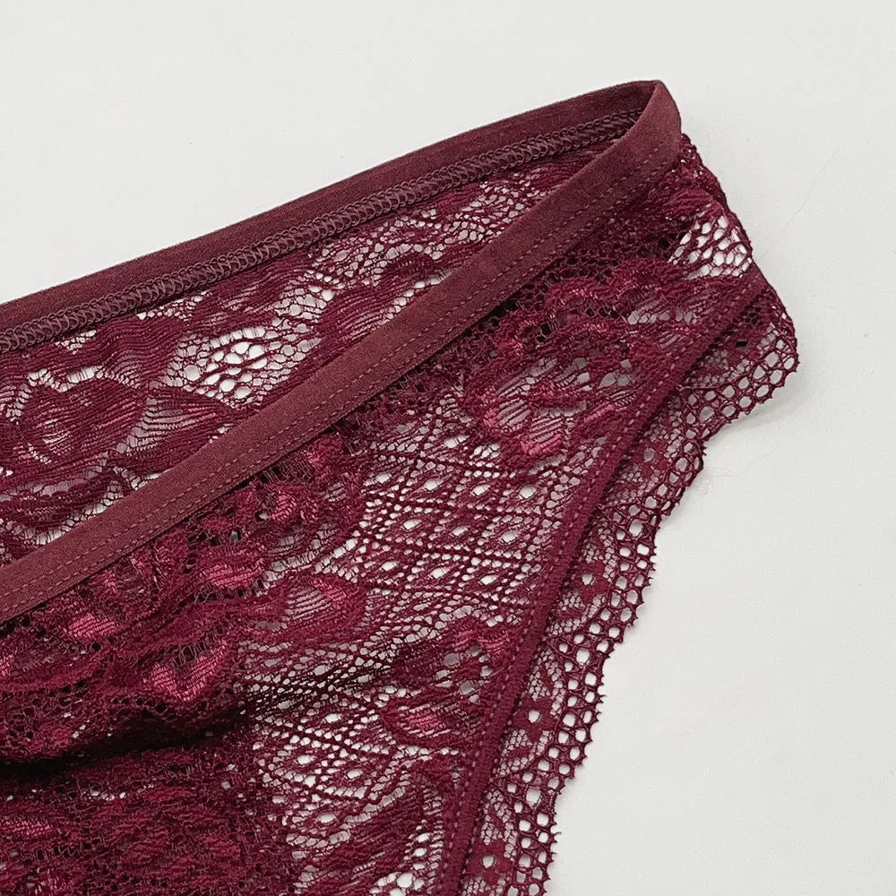 5 Pcs/Set Women's Underwear M-XL Sexy G-string Floral Transparent Female Underpants Lingerie Lace Thongs Woman Panties