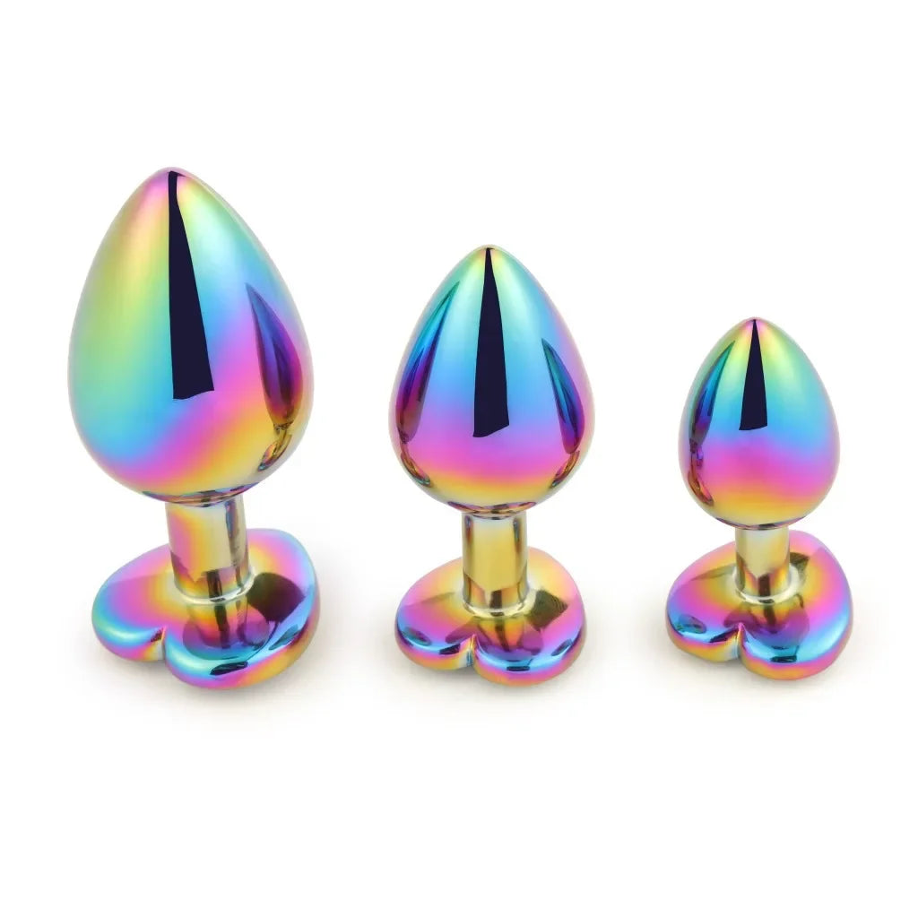 Cute Rainbow Heart-Shaped Metal Crystal Plug