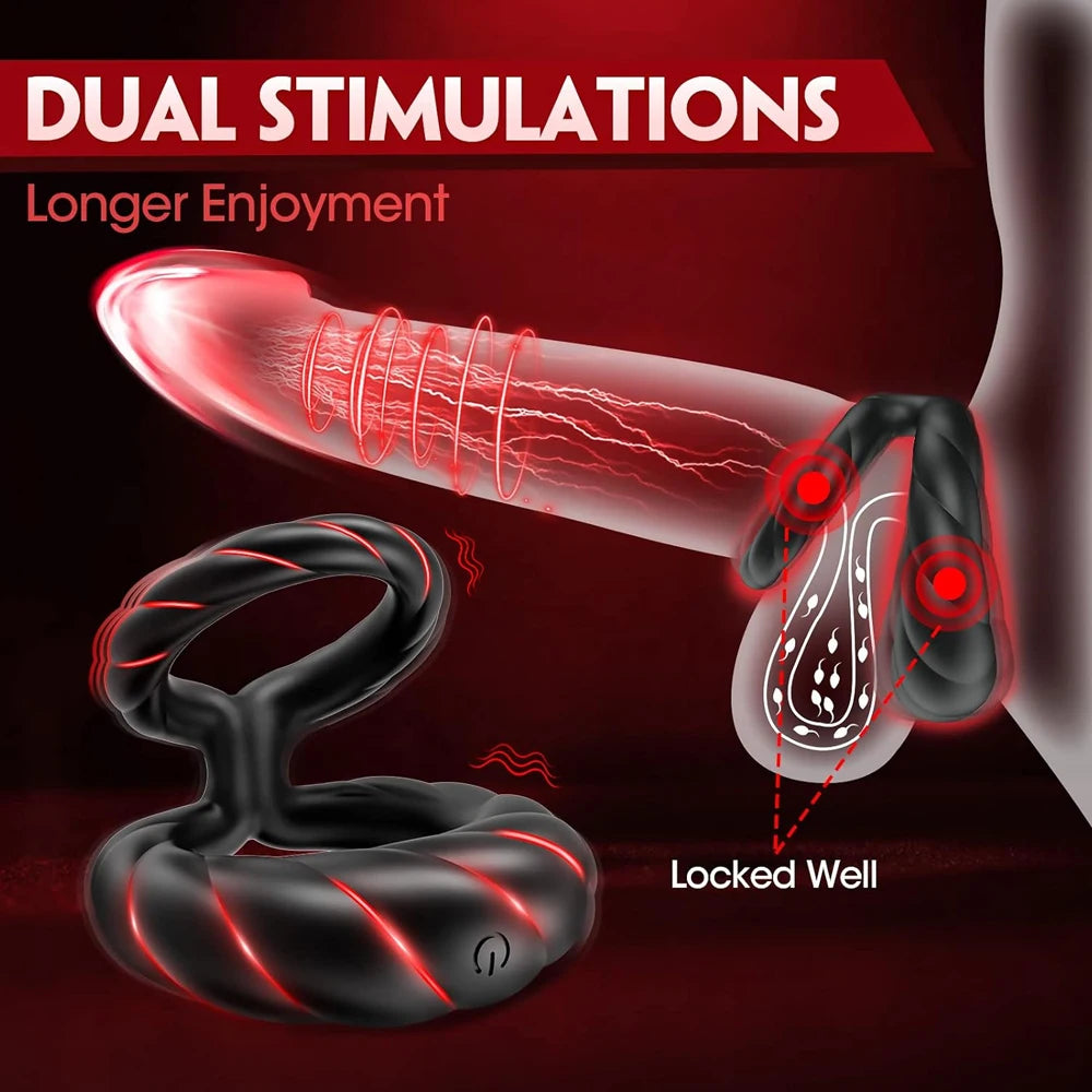App Control Double Penis Ring Vibrator 10 Vibrations Cock Ring Penis Enhancer G spot Vibrator Mens Vibrator for Longer Erections