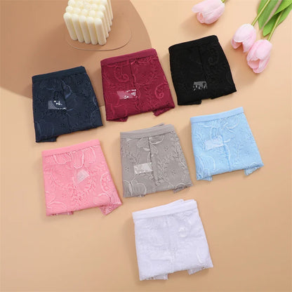 7PCS/Set Women Floral Lace Panties Sexy Low-Waist Briefs Female Hollow Out Breathable Underwear Cotton Soft Lingerie Solid Color