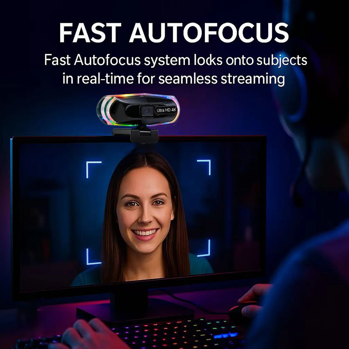 4k LED Light Autofocus Webcam