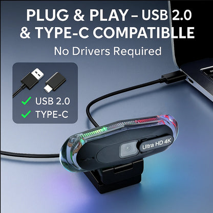 4k LED Light Autofocus Webcam