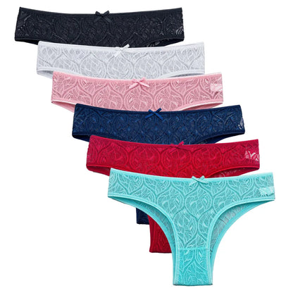 5 Pcs/Set Female Bikini Underwear Lace Briefs Women Transparent Panties Ladies Lingerie