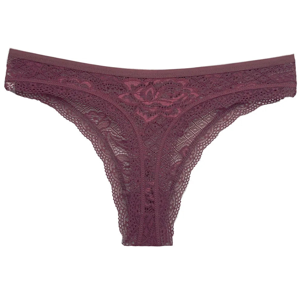 5 Pcs/Set Women's Underwear M-XL Sexy G-string Floral Transparent Female Underpants Lingerie Lace Thongs Woman Panties