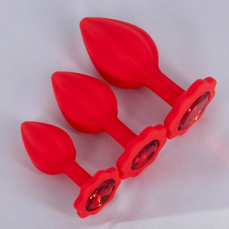 Silicone Anal Plug Plum Blossom Shaped Butt Plug Crystal Base Sex Toys For Woman Men Adult Games Anal Toys Unisex Adult Toys