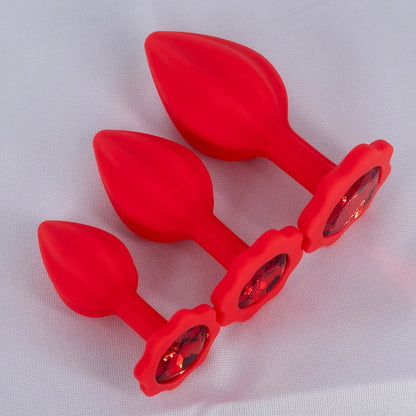 Silicone Anal Plug Plum Blossom Shaped Butt Plug Crystal Base Sex Toys For Woman Men Adult Games Anal Toys Unisex Adult Toys