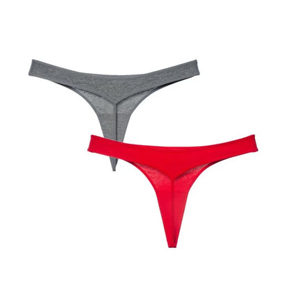 2 Pcs T-back Cotton Thong Underwear for Women Sports Ladies Seamless Panties Low Rise Solid Sexy Tanga
