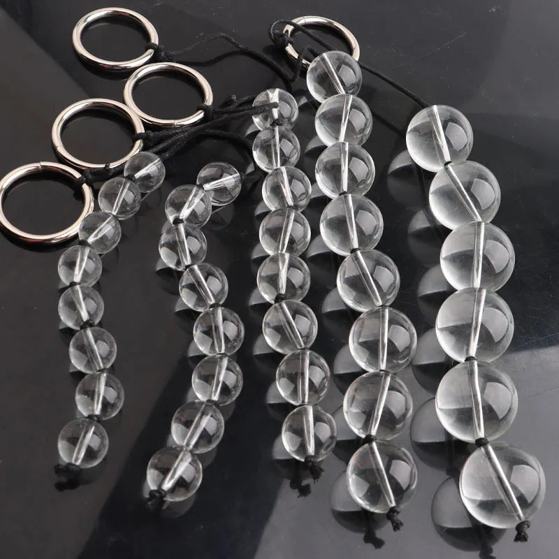 5 Sizes Glass Anal Beads Vaginal Balls Butt Plug Toy BDSM Massager Beads Inserted Plug Erotic Anal Bead Viabrator Accessories