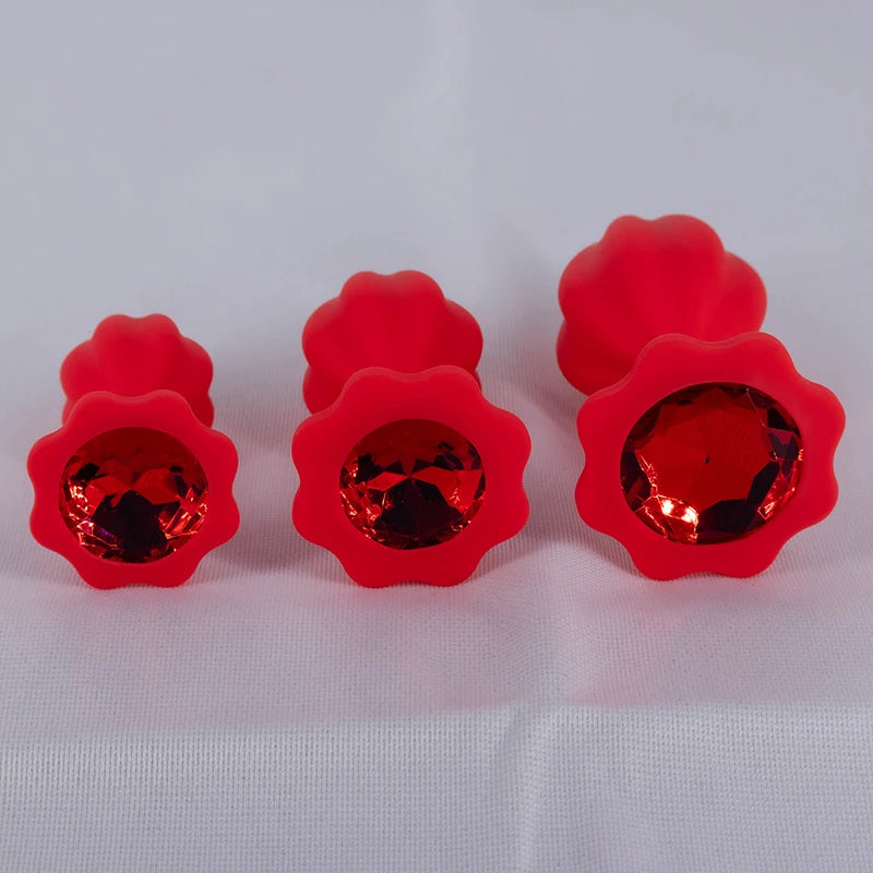 Silicone Anal Plug Plum Blossom Shaped Butt Plug Crystal Base Sex Toys For Woman Men Adult Games Anal Toys Unisex Adult Toys