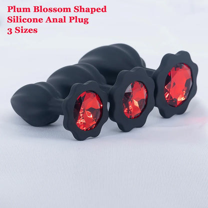 Silicone Anal Plug Plum Blossom Shaped Butt Plug Crystal Base Sex Toys For Woman Men Adult Games Anal Toys Unisex Adult Toys