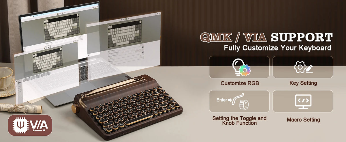 Creme Beige Premium Keyboard Golden