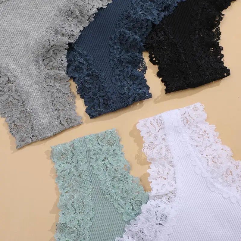 10PCS/Set Women Lace Cotton Panties Sexy Low-Waist Brazilian Panties Solid Color Female Soft Underwear Ladies Intimates Lingerie