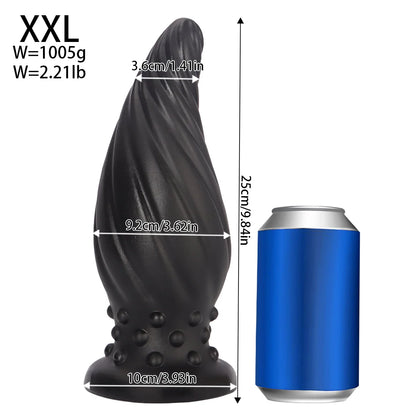 Spiral-Tip Silicone Anal Plug — Textured 5 Sizes S to XL