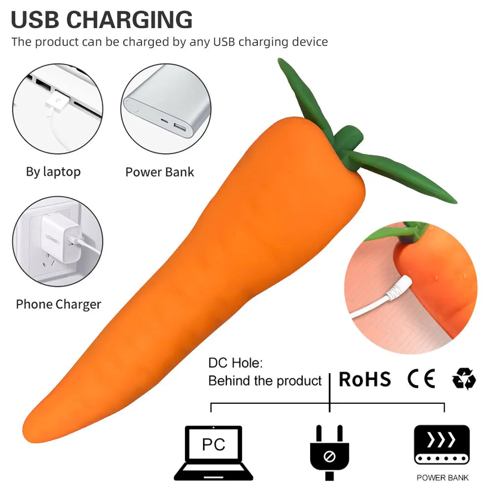 Carrot Silicone Vibrator — 7-Mode G-Spot and Nipple