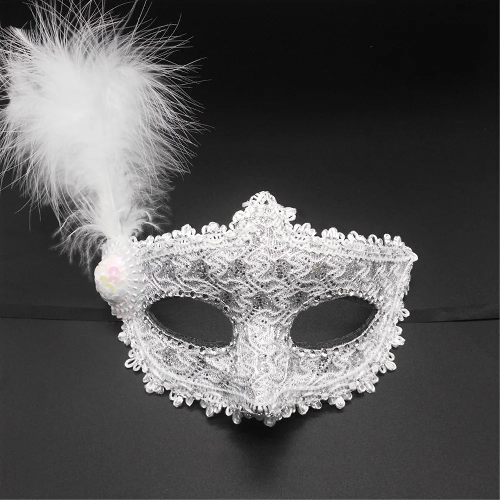 Luxury Lace & Feather Masquerade Mask