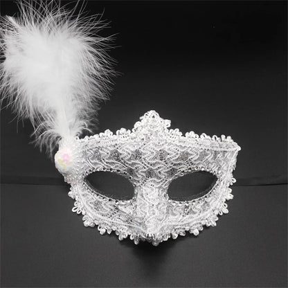 Luxury Lace & Feather Masquerade Mask