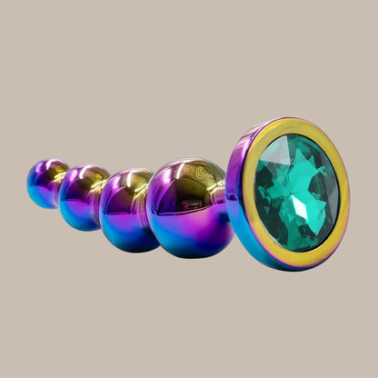 Premium Metal Anal Beads Pink Crysta