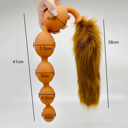 Huge 9 Ball Anal Plug Tail Sex Toys For Men Women Anal Dilator Soft Butt Plug with Tail Anal Beads Sex Party Erotic Toy Butplug
