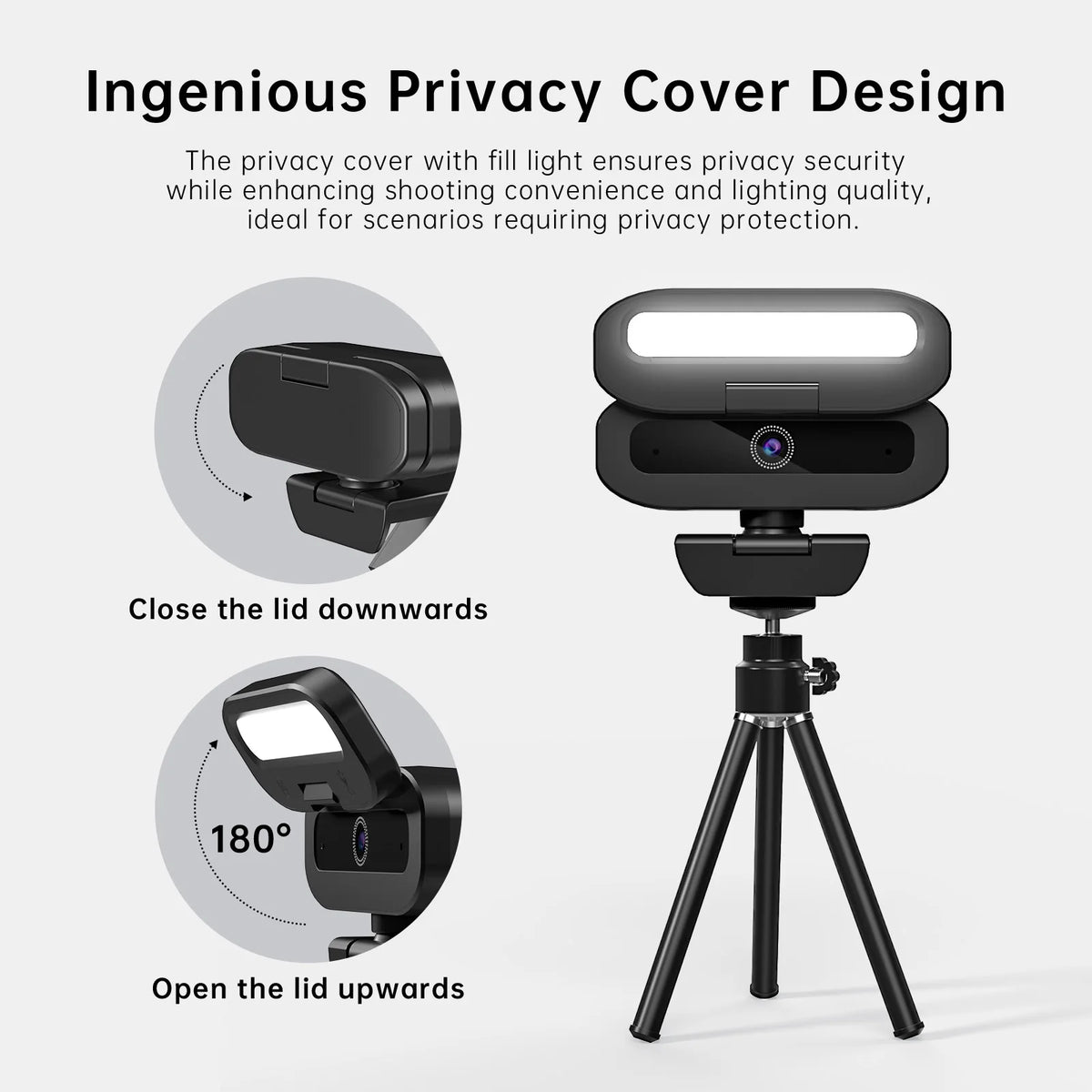 LED Lights Autofocus 4k Webcam