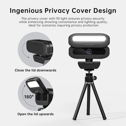 LED Lights Autofocus 4k Webcam