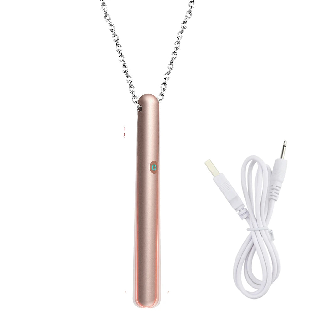 Portable Metal Love Bullet Vibrator Necklace with Chain Nipple G-spot Stimulator Anal Plug Waterproof Sex Toys for Adult Women