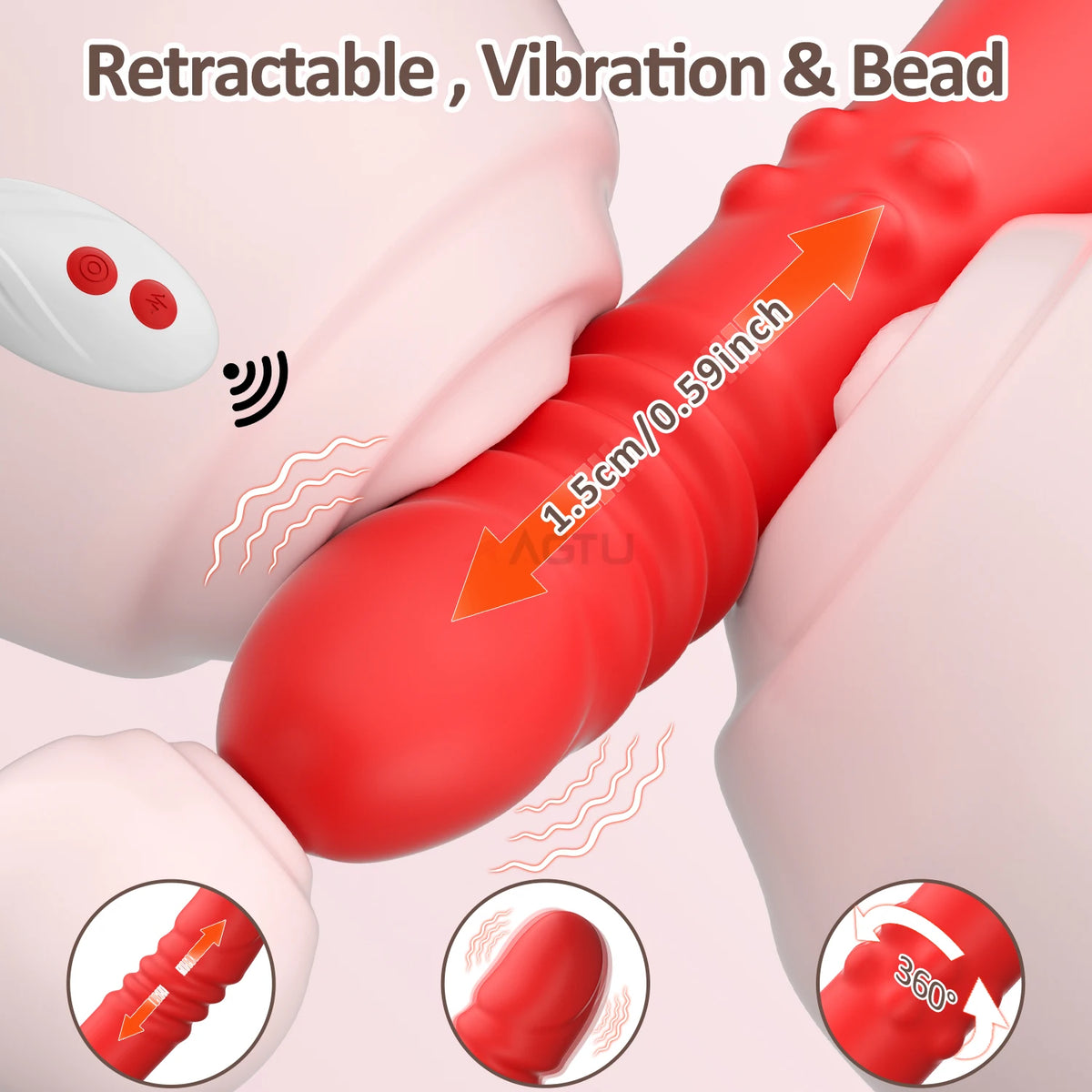 Thrusting Dildo Vibrator with Bracket Stand