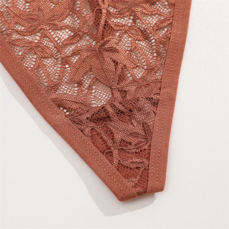 7Pcs/Set Women's Lace Panties Sexy Hollow Out Floral Thongs Solid Color Low Rise Thongs Fashion Cozy Breathable G-String S-XL